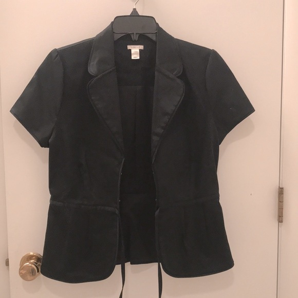 OLD NAVY BLACK Cap Sleve crop JACKET/BLAZER. Sz Med - Picture 1 of 13